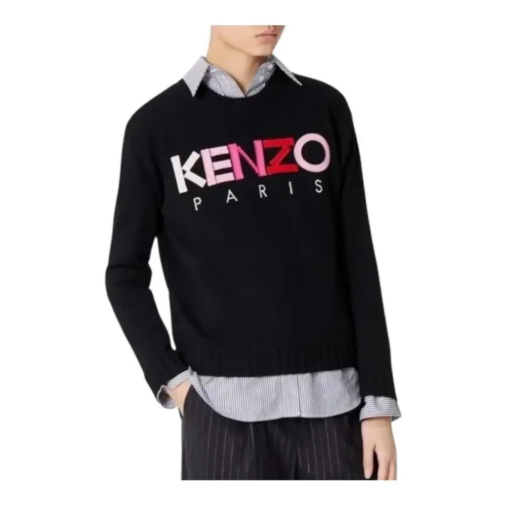 KENZO Paris Wool Jumper Sweater Black Pink Red Small